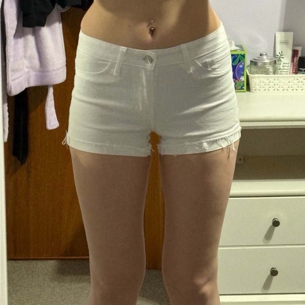 Abercrombie Harper White Low-Rise Jean Shorts